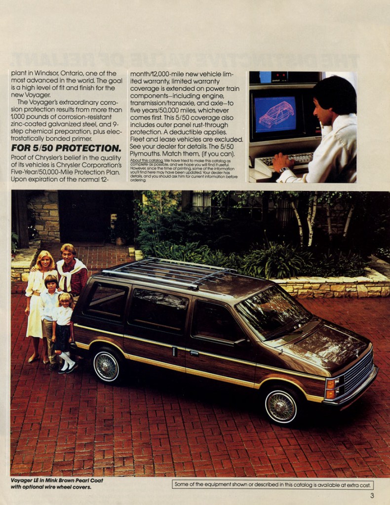Page from the 1984 Plymouth Voyager brochure