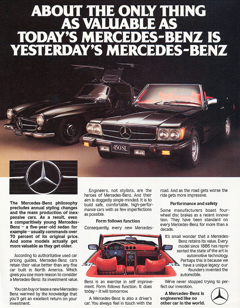1980 Mercedes-Benz 450SL advertisement