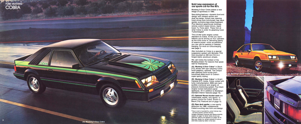 Cobra pages from the 1980 Ford Mustang brochure