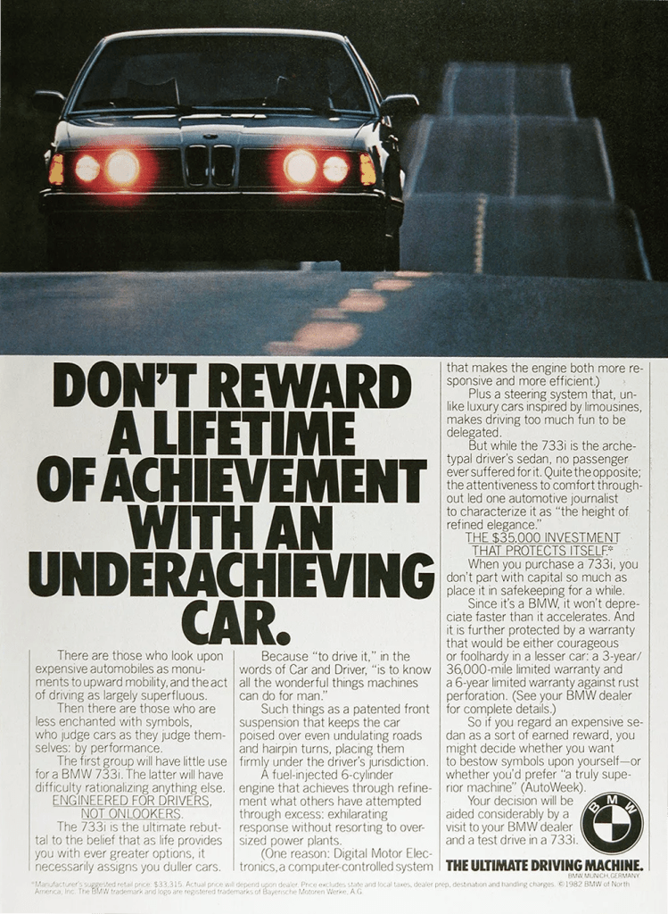 1982 BMW 733i advertisement