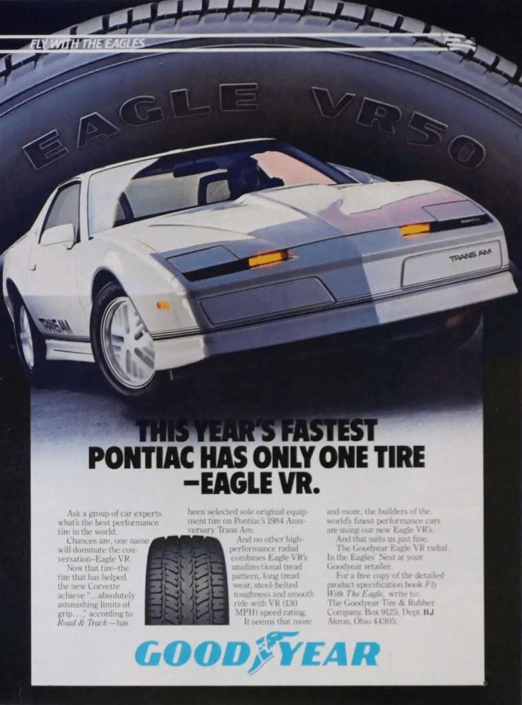 1984 Goodyear Eagle VR print advertisement