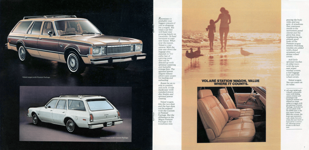 Station wagon pages from the 1980 Plymouth Volare brochure