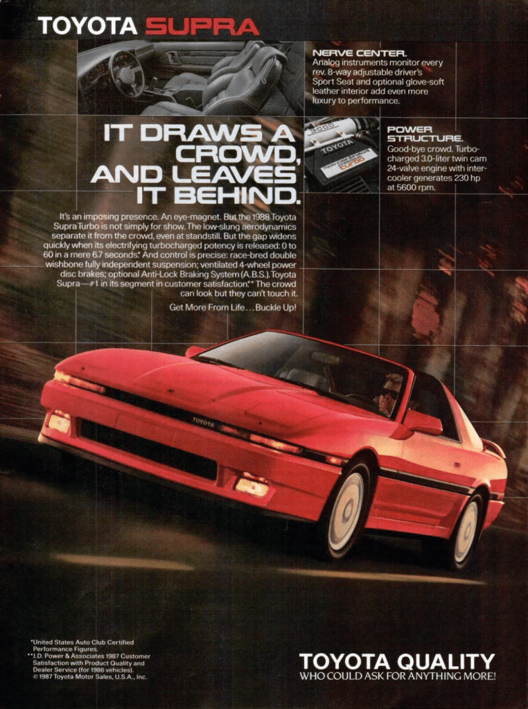 1988 Toyota Supra print advertisement