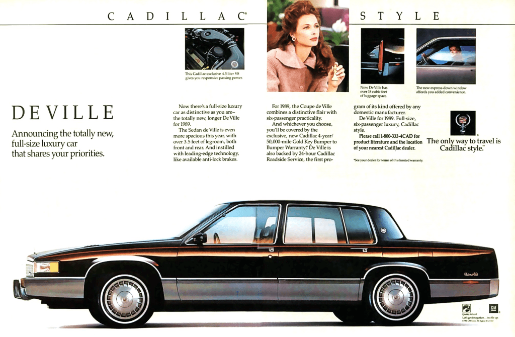 1989 Cadillac Sedan de Ville print advertisement