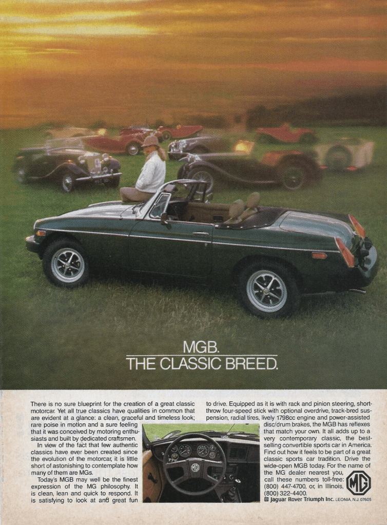 1980 MG MGB print advertisement