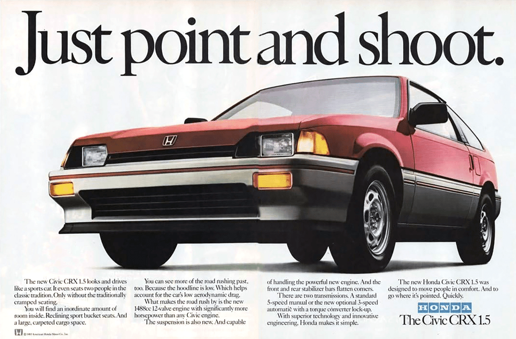 1984 Honda Civic CRX print advertisement