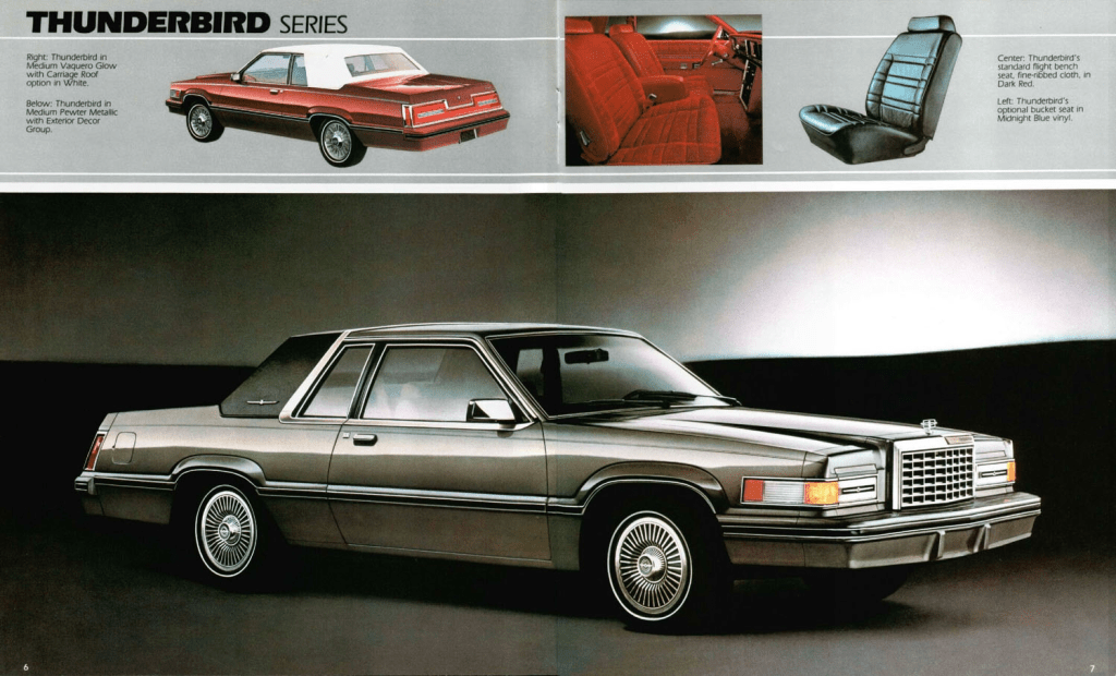 Pages from the 1982 Ford Thunderbird brochure