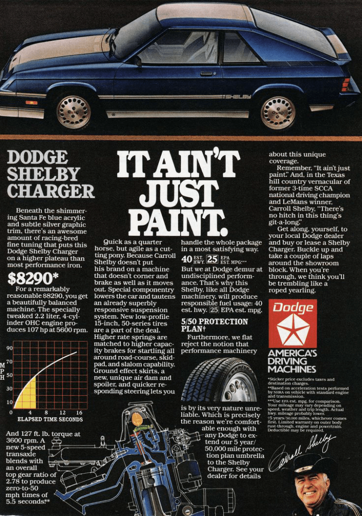 1983 Dodge Shelby Charger print advertisement