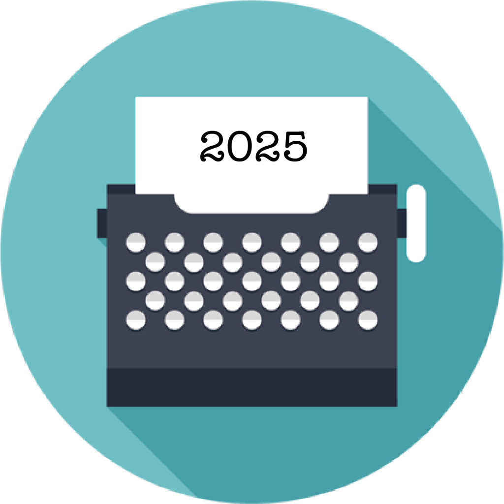 Typewriter icon with 2025 date