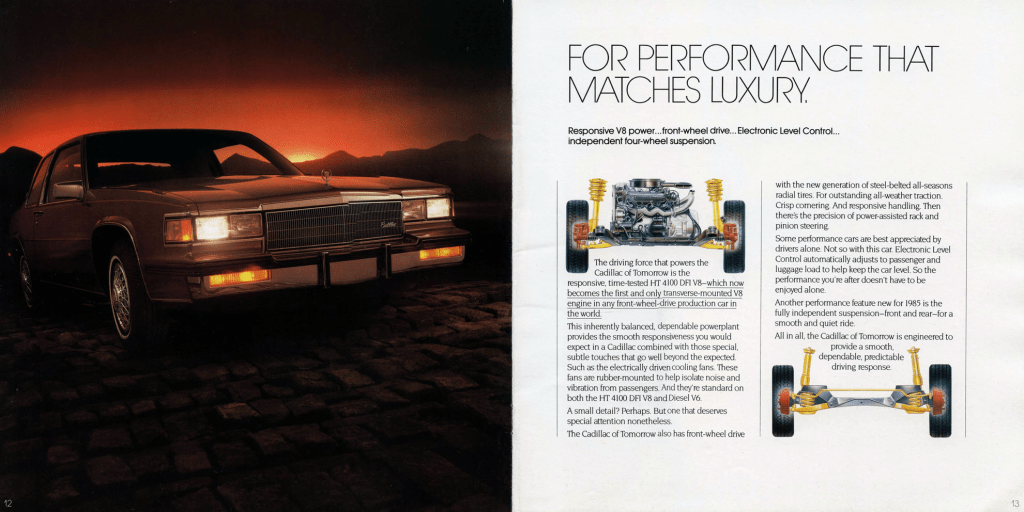 Coupe pages from the 1985 Cadillac de Ville brochure